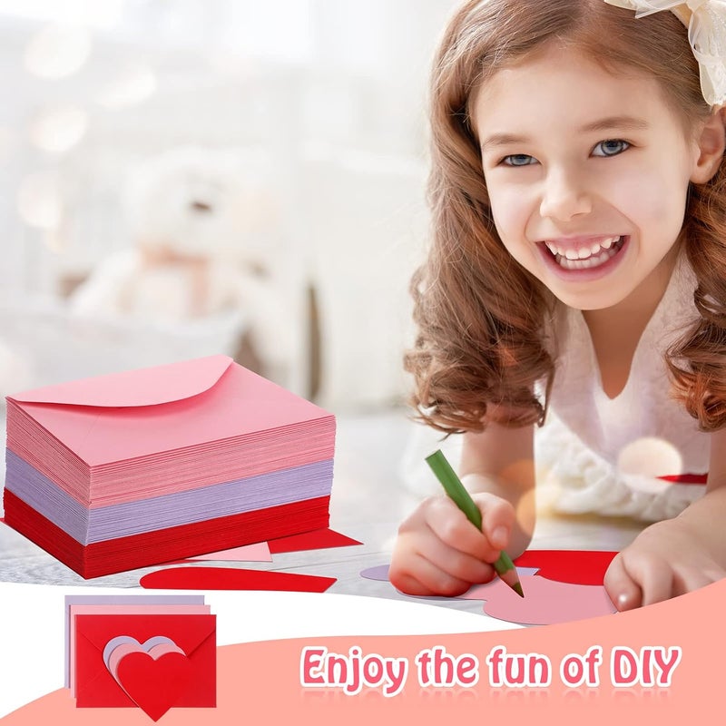 Glenmal 108 Sets Valentines Day Envelopes with Heart Shaped Cards 4 x 6 Inch Red Pink and Purple Valentines Day Envelopes Blank Heart Greeting Cards for Anniversary Business Exchange - Image 4