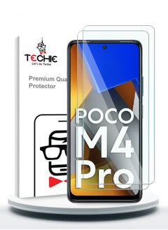 Techie Techie 2 Piece Anti Reflection Anti Bubbles 9H Hardness HD Tempered Glass Screen Protector For Xiaomi Poco M4 Pro 5G  - Image 1