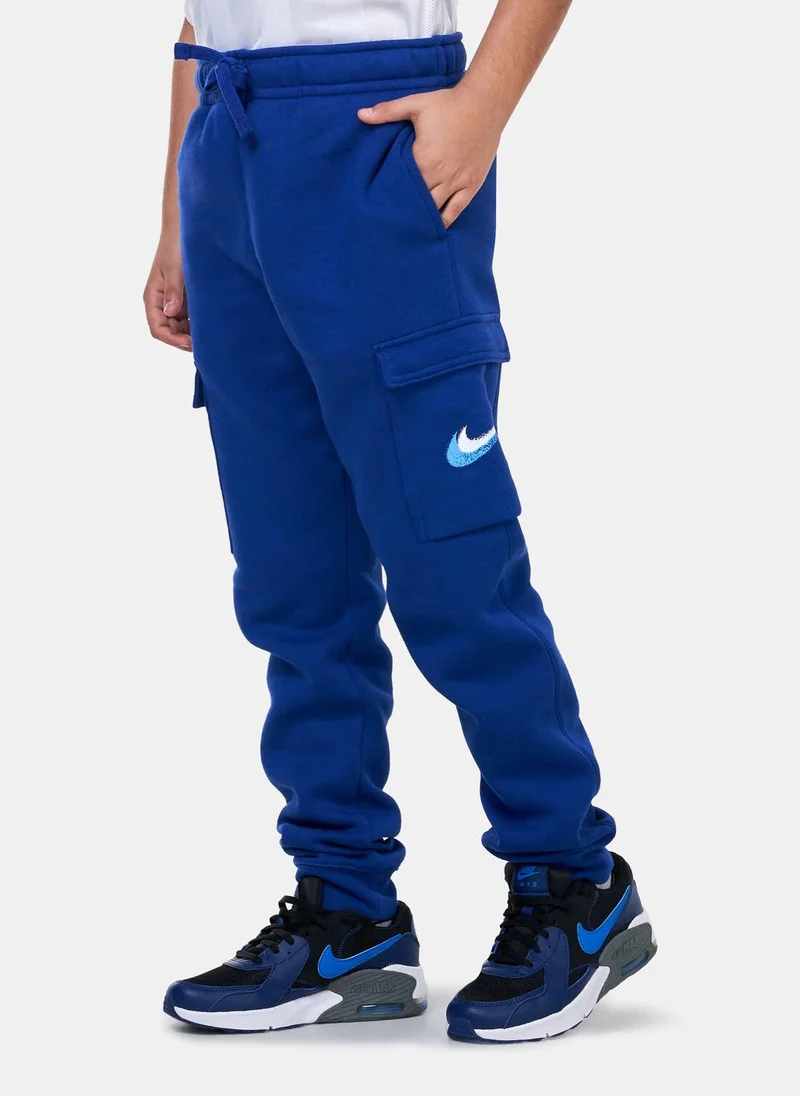 نايكي Kids' Sportswear Fleece Graphic Cargo Trousers