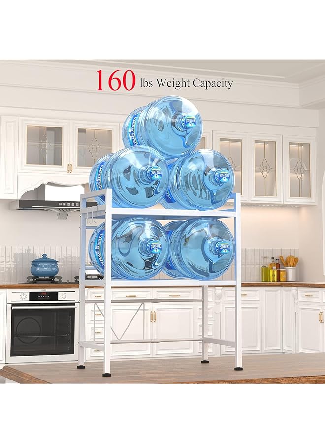 TRASSLE Extendable Microwave Oven Rack Adjustable Microwave Toaster Shelf Heavy Duty Stand Kitchen Counter Top Organizer 3 Tier With 6 Hooks White - Image 5