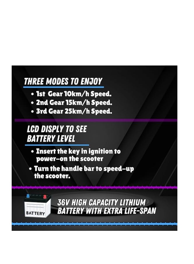 Shard Big-Drifting Scooter 3 Wheel Electric Scooter - 3 Lights - Shock Absorber Safety Gears Speed Up To 20KM/h Driving Modes- Bluetooth- Speaker mix color 6 - Image 4