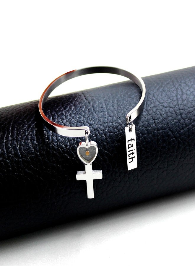 Uloveido Stainless Steel Faith Can Move Mountain Faith Heart Cross Charms Cuff Bracelets, Christian Religious Inspirational Bracelets Y3976 - Image 5