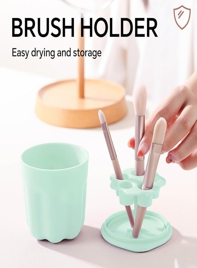 BIRZAR Makeup Brush Cleaner And Holder Portable Makeup Brush Scrubber and cleaner with Drying Rack Cover Cosmetic Brush Cleaning Bowl Gift for Makeup Lovers(Set of 1) (Multicolor) - Image 3