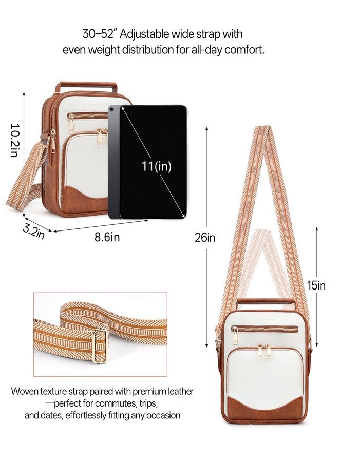 Sunpour Womens Crossbody Purse, Vegan Leather Crossbody Bag RFID Built-in Wallet Handbag Shoulder Bag for Travel (Beige&Brown) - Image 5