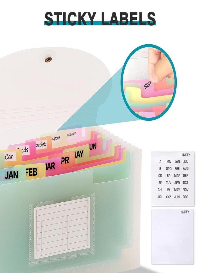 H4D Small Expanding File Folder Accordion File Organizer Wallet Case for Coupon Receipt Storage, Rainbow Color - Image 3