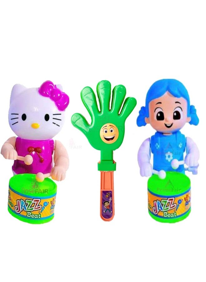 ROSEFAIR Key Operated Cute Drummer Toy with Noisemakers Favors Concert Party Cheering Props Children clap clap Your Hands Small Hands Clapping Toys for Kids (PROPS-KITTY-BLUE-03) - Image 1