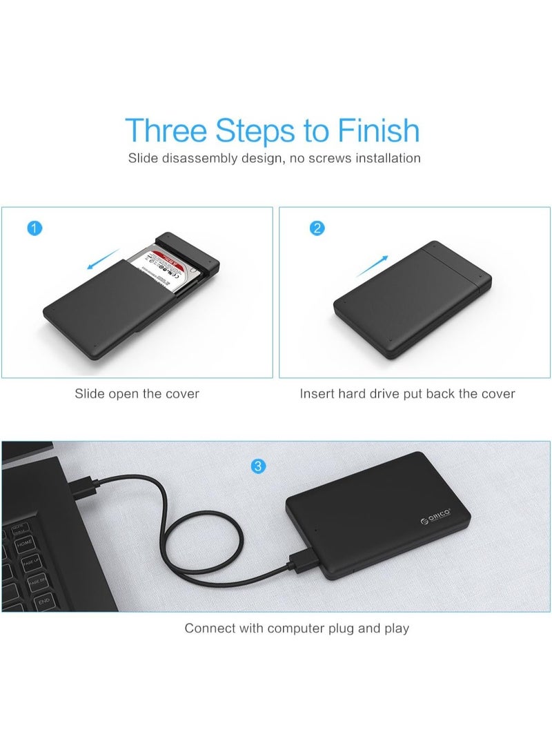 أوريكو حافظة خارجية لمحركات الأقراص الصلبة (HDD وSSD) مقاس 2.5 بوصة، تدعم واجهة USB 3.0 إلى SATA III، وتتميز بسرعة نقل بيانات عالية تصل إلى 5 جيجابت في الثانية. تصميم محمول لا يحتاج إلى أدوات للتركيب، يدعم سعة تخزين تصل إلى 2 تيرابايت، ومتوافق مع أنظمة Windows وMac وأجهزة الكمبيوتر المحمولة والمكتبية، بالإضافة إلى دعم محركات أقراص SATA بسماكة 7 مم و9.5 مم. - Image 4