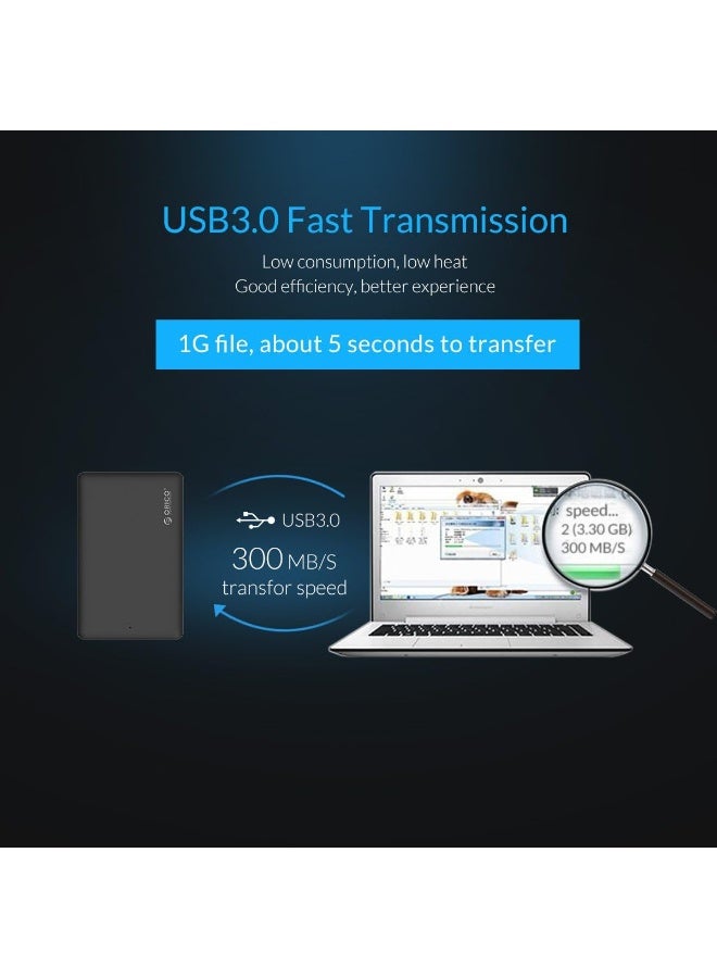 أوريكو حافظة خارجية لمحركات الأقراص الصلبة (HDD وSSD) مقاس 2.5 بوصة، تدعم واجهة USB 3.0 إلى SATA III، وتتميز بسرعة نقل بيانات عالية تصل إلى 5 جيجابت في الثانية. تصميم محمول لا يحتاج إلى أدوات للتركيب، يدعم سعة تخزين تصل إلى 2 تيرابايت، ومتوافق مع أنظمة Windows وMac وأجهزة الكمبيوتر المحمولة والمكتبية، بالإضافة إلى دعم محركات أقراص SATA بسماكة 7 مم و9.5 مم. - Image 3