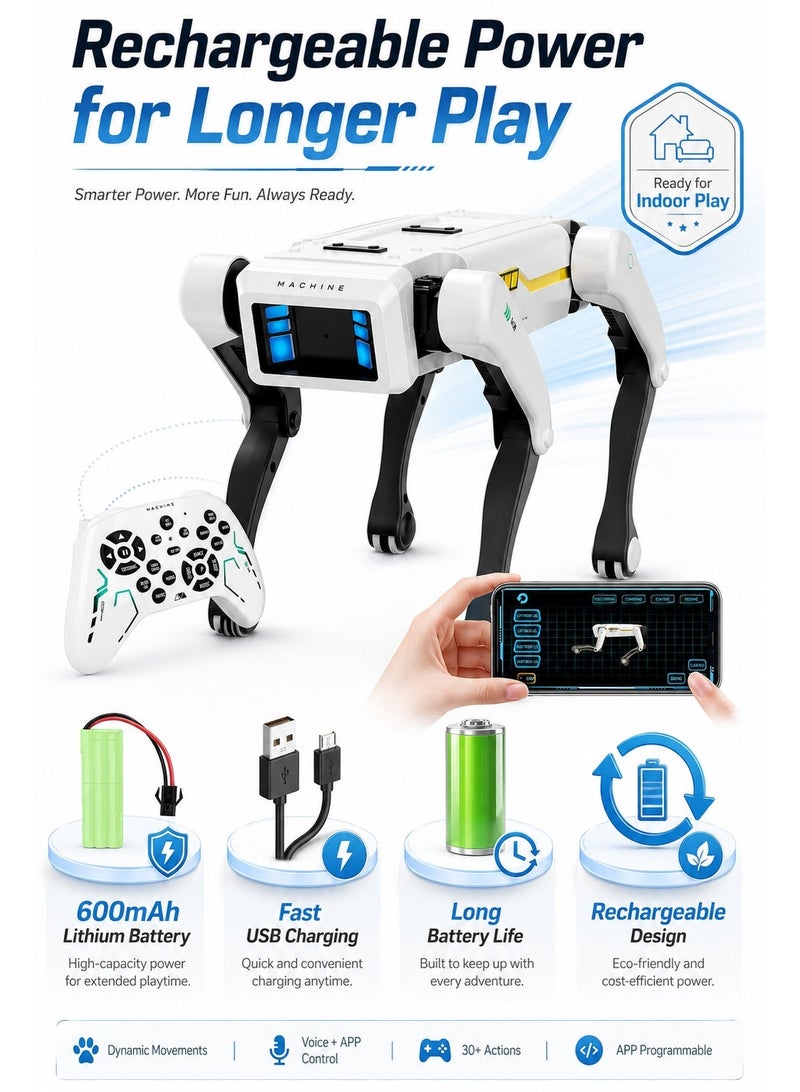 AI Smart Robot Dog Toy – Interactive Programmable Mechanical Pet with Remote Control, APP Control, Voice Commands, 30+ Actions, Music, Rechargeable Battery & Flexible Legs for Kids - Image 3