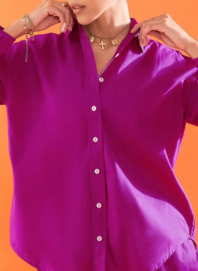 أبتاوني طقم منسق من شورت وبلوزة سادة