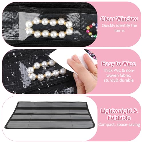 Okxiri 1 Pack Hanging Jewelry Organizer, 80 Clear Pockets earring organizer and storage, Accessories holder organizer for Closet, Jewelries, Necklace, Travel - Image 3