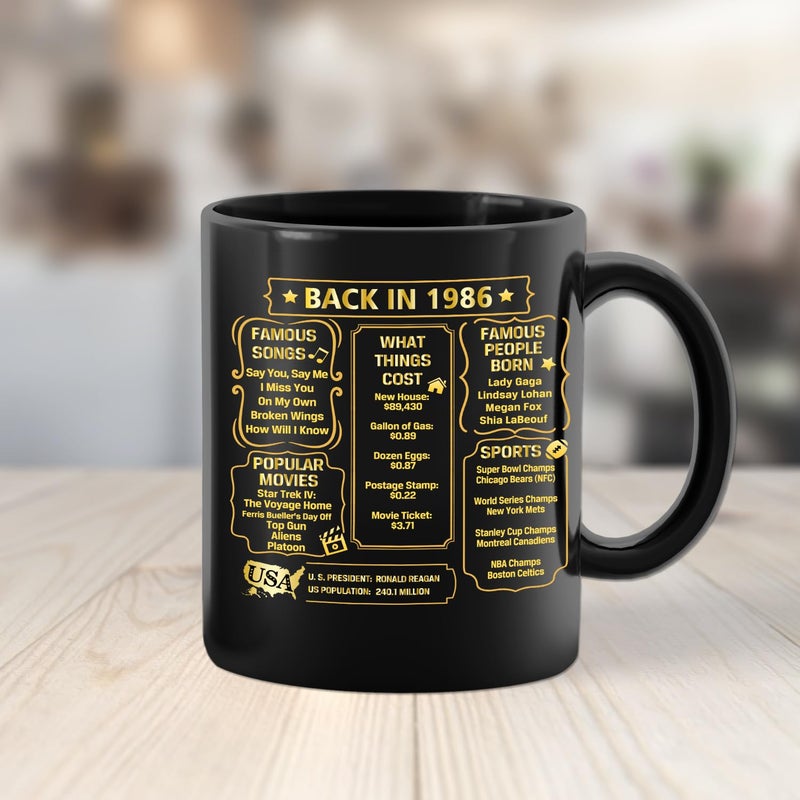 QUPT 40th Birthday Gifts for Women Men, 40th Birthday Gifts for Him, 1986 Birthday Gifts for Women Men, 40 Years Old Gifts, 1986 Birthday Gifts for Her Him, 40th Birthday Presents Coffee Mug - Image 5