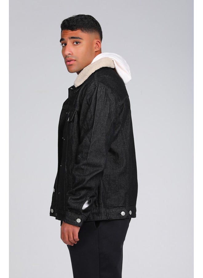 Marco Bergamo Men's Denim Jacket with Fur Collar - Image 3