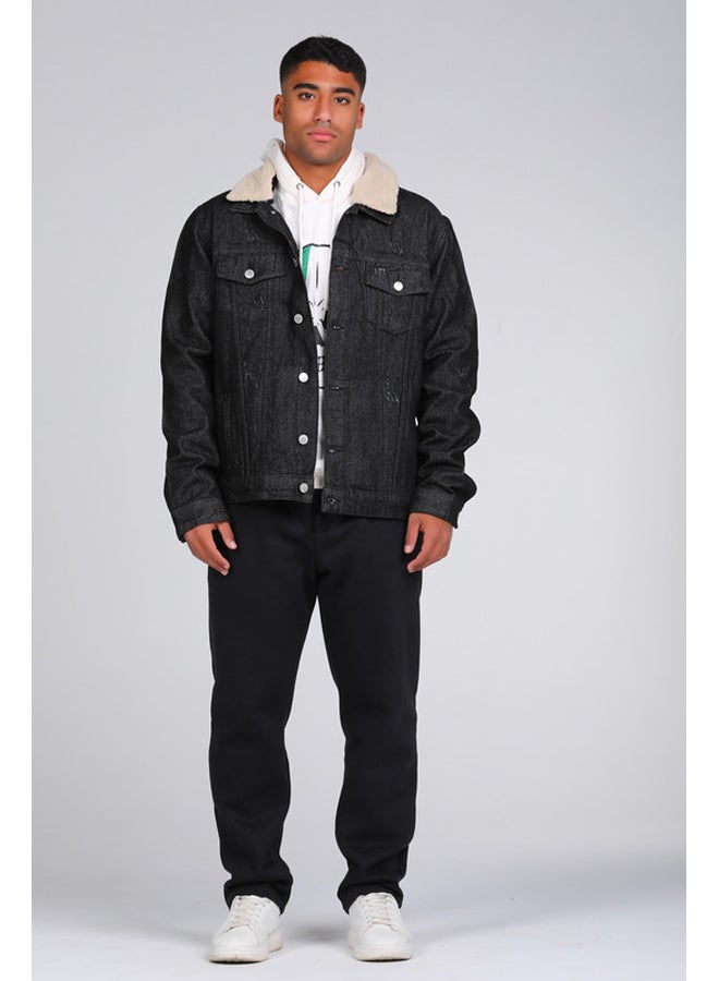 Marco Bergamo Men's Denim Jacket with Fur Collar - Image 2