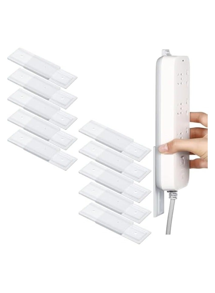 erorex 8 Pcs Power Strip Holder, Wall Mounted Data Cable Organizer Row Plug Fixer, Punch Free Cable Management System, Plug Fixer for Computer Office Home Kitchen - Image 1