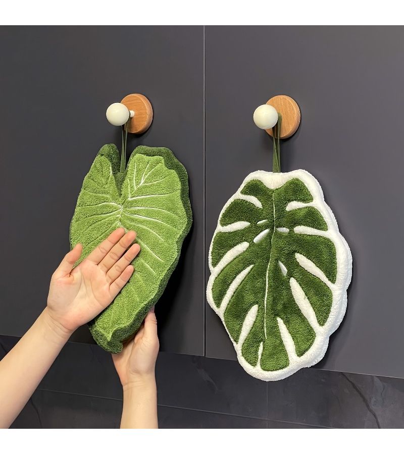 Creative Leaf Fingertip Towels 2 Piece Set Absorbent For Bathroom Kitchen - Image 1