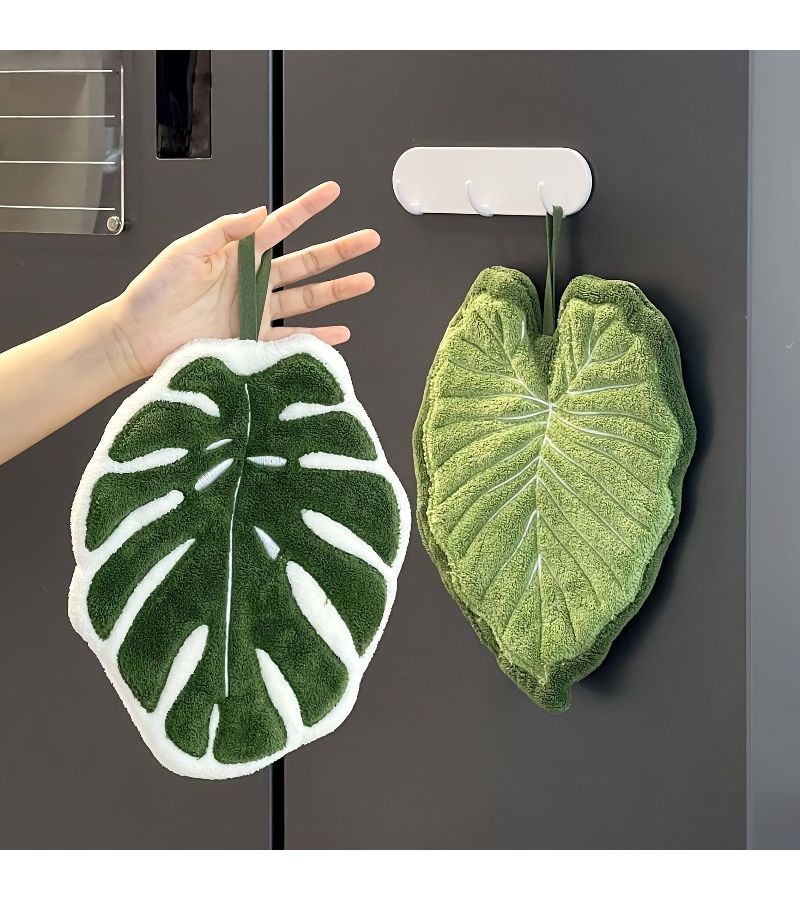 Creative Leaf Fingertip Towels 2 Piece Set Absorbent For Bathroom Kitchen - Image 5