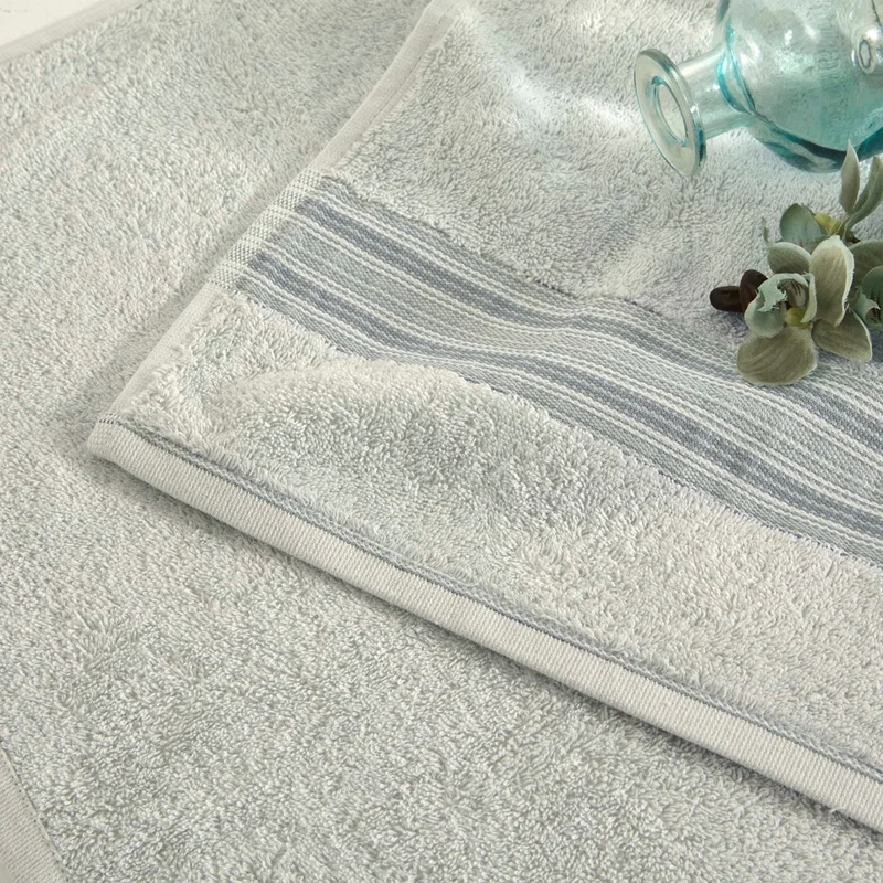 تي اي Border Cotton Single Bath Towel Water Green