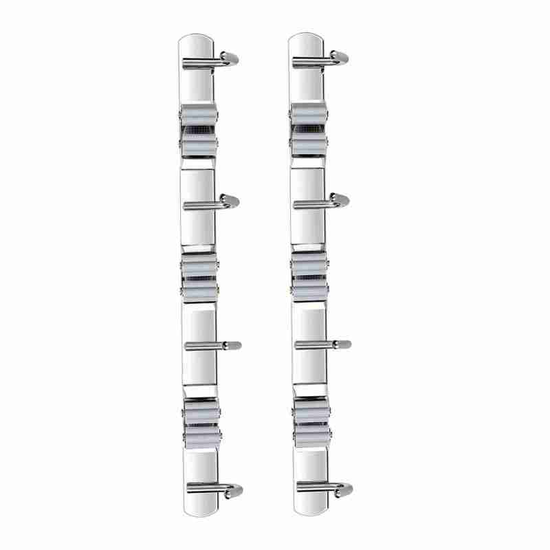 Broom Hoolder Stainless Steel 3 Clips and 4 Hooks Gray Mop Holder Pack of 2 for Kitchen - Image 2