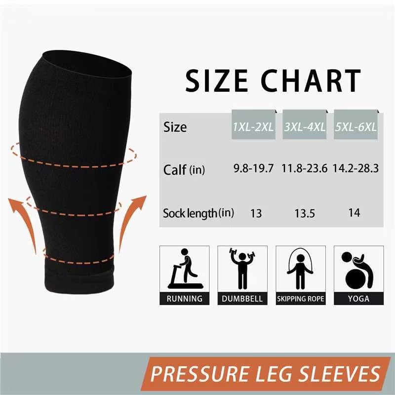 Abodhu Plus Size Compression Leg Sleeves for Women& Men 15-20mmHg Wide Calf Knee High Leg Sleeves - Image 2