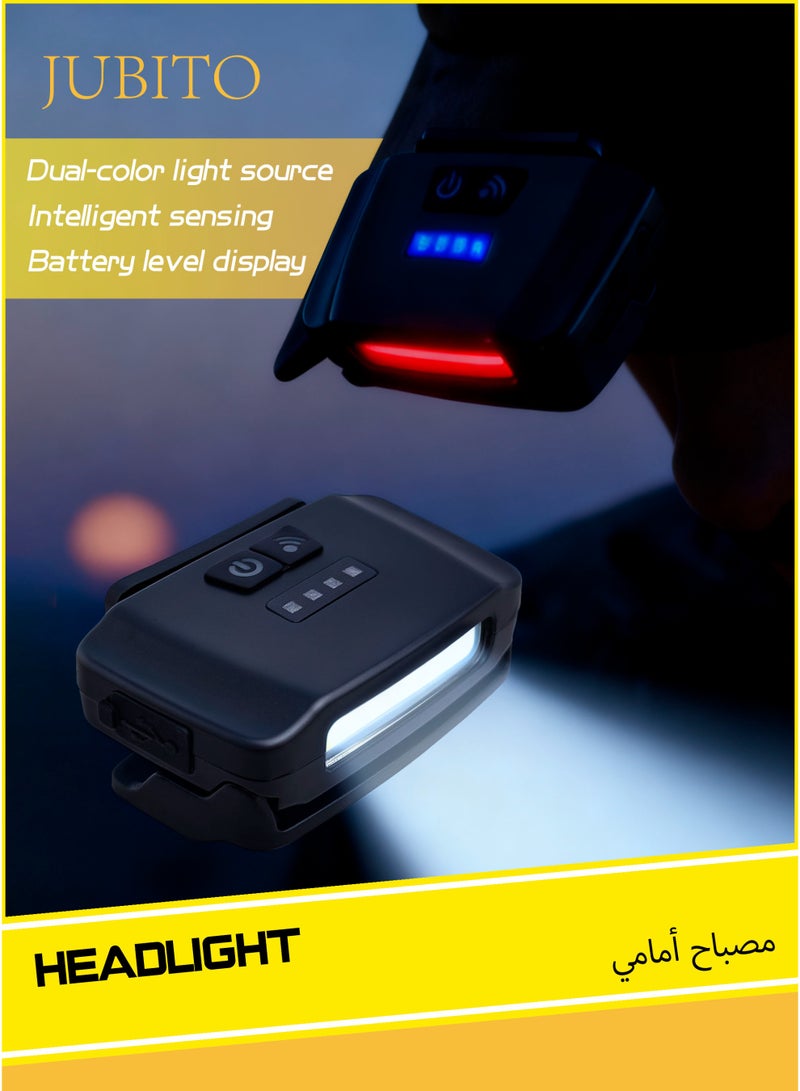 JUBITO Fishing accessories, headlight, outdoor cap clip fishing headlights, mini USB rechargeable LED headlight, red and white light source, intelligent induction, mosquito repellent red light - Image 1