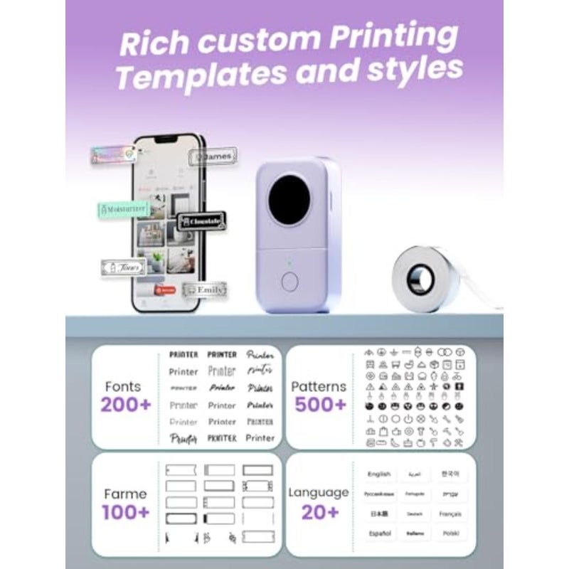 Label Maker - D30 Mini Bluetooth Thermal Wireless Portable Label Printer for iOS Android, Plastic Body, White, Compact Design Fast Printing - Image 5