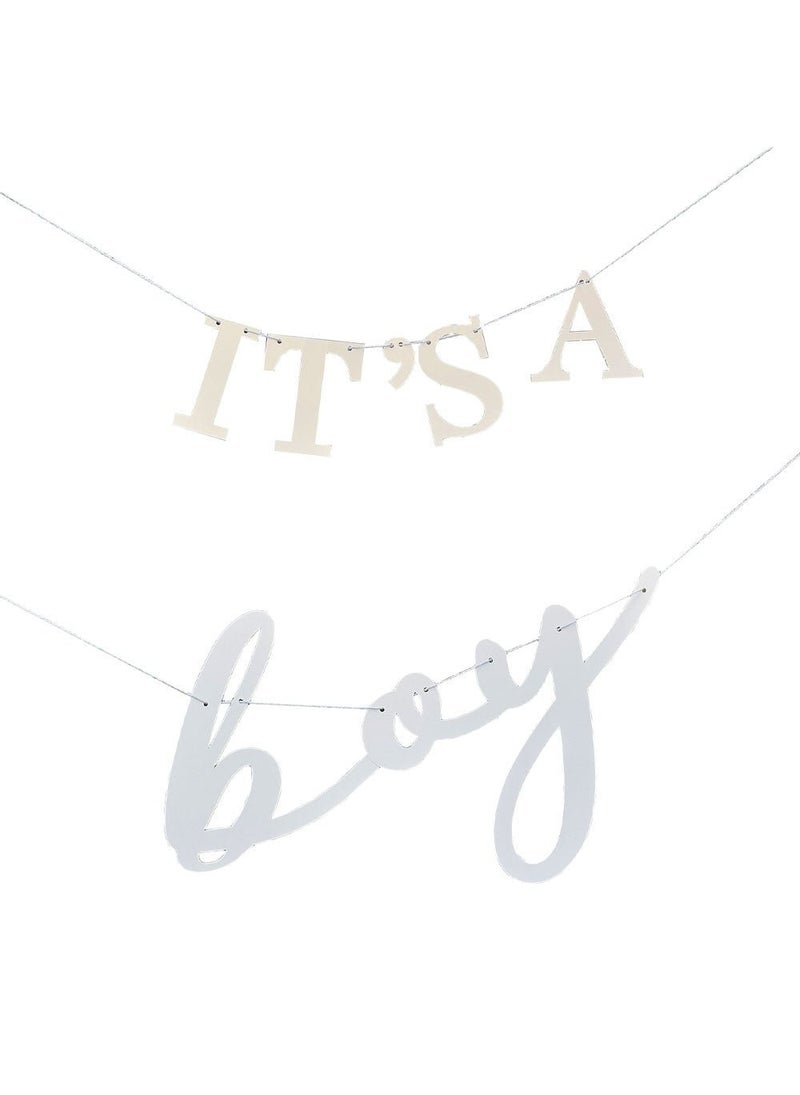 Ginger Ray It's a Boy Garland Banner Blue Cardboard 150cm 2-Pack - Image 1