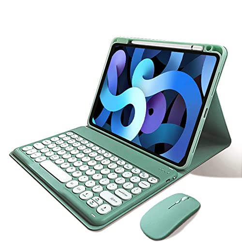 kaitesi Keyboard Case Mouse for iPad 11th Gen (A16, 2025) 11"/ iPad 10th Generation 2022 10.9" Case with Cute Round Keys Detachable Bluetooth Keyboard Cover,Dark Green - Image 1