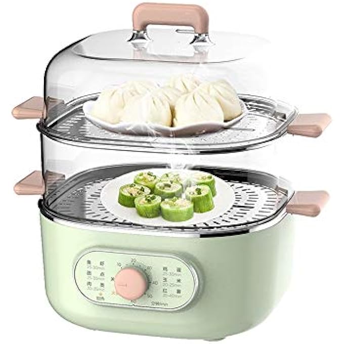 جهاز بخار كهربائي متعدد الوظائف ذو سعة كبيرة وطبقتين، قطعة أثرية صغيرة شفافة لطهي البيض على البخار للاستخدام المنزلي - Image 2