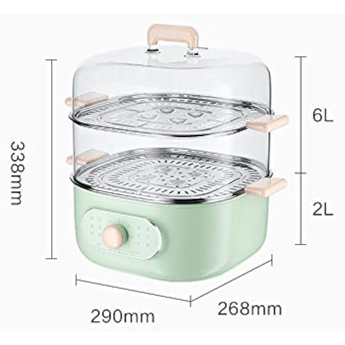 جهاز بخار كهربائي متعدد الوظائف ذو سعة كبيرة وطبقتين، قطعة أثرية صغيرة شفافة لطهي البيض على البخار للاستخدام المنزلي - Image 3