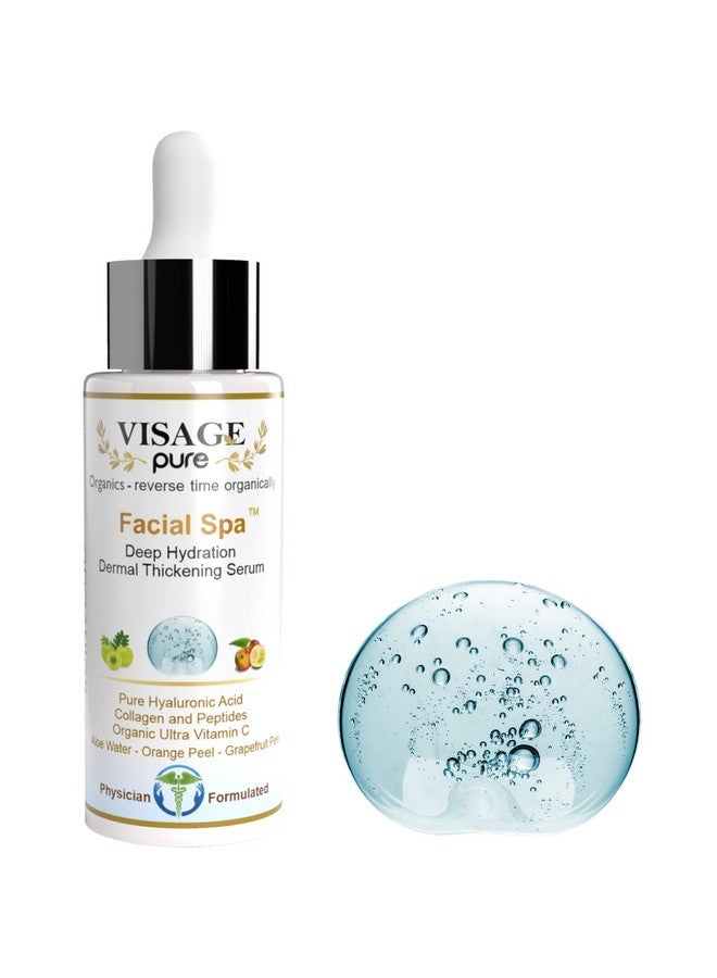 Visage Pure Facial Spa"Dermal Thickening" Serum Organic Physician Formulated Research Supported Extra Nutrient And Vitamin C Charged Blend Of Collagen Hyaluronic Acid And Peptides  - Image 1