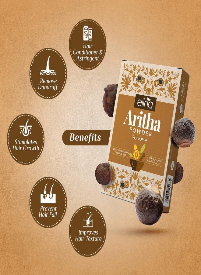 Elina Aritha Powder for Hair 200g (100g x 2) | Pure & Natural Soapnut (Ritha) Powder | Organic Hair Cleanser & Conditioner | for Hair Growth & Scalp Health | Sapindus Mukorossi - Image 3