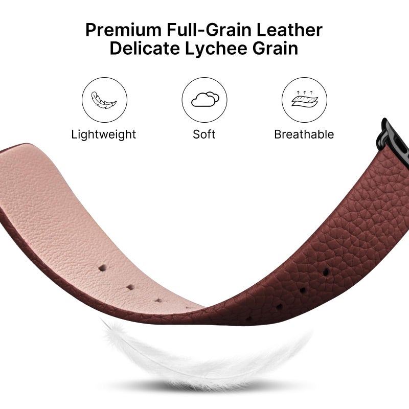 Fullmosa Leather Bands Compatible with Apple Watch Band 49mm 46mm 45mm 44mm 42mm for Men Women, Top Grain Genuine Leather Strap for iWatch Series 11/10/9/8/7/6/5/4/3/2/1,Ultra3/2/1,SE3/2/1, Brown/Smoky Grey - Image 4