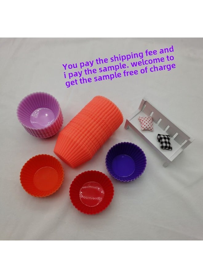 Generic - Silicone Mafen Cup Round 6G Cake Cup 9 Color Egg Tart Cup Silicone Pudding Mold Baking Mold Small Cake-Specifications:6 Grams-Color:Dark Blue - Image 1