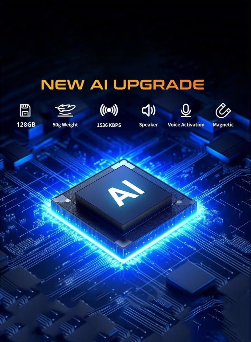 128GB (2000 Hour) Digital Magnetic Voice Recorder with Playback, 4-in-1 Portable Mini Voice Activated Audio Recorder with AI Noise Cancelling, MP3 Player, Voice Device for Lectures, Meetings, Classroom - Image 2