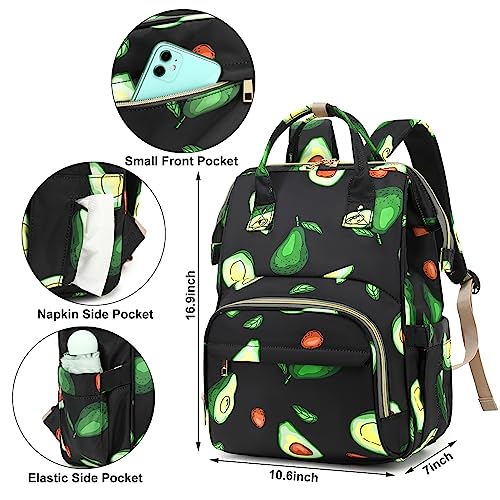 Dezcrab Avocado Lunch Backpack for Women Girls, Insulated Cooler Backpack Laptop Backpack School Backpack Bookbag Nurse Work Backpacks - Image 4
