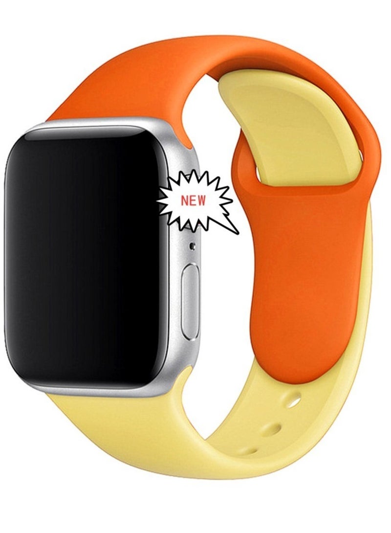 ELTRAZONE Dual Color Soft Silicone Watch Strap For Apple Watch Band 42mm/44mm/45mm For iWatch Series 7/6/SE/5/4/3/2/1/ - Image 1