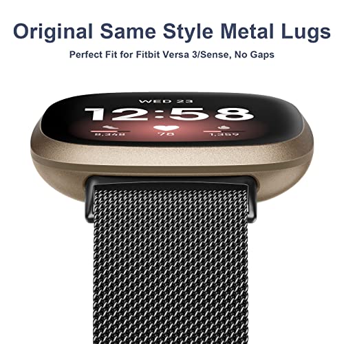Tobfit Watch Strap Compatible with Fitbit Versa 3/4 / Sense/Sense 2(Watch Not Included), Stainless Steel Chain Strap with Magnetic Buckle Compatible for Men & Women (L, Black) - Image 2