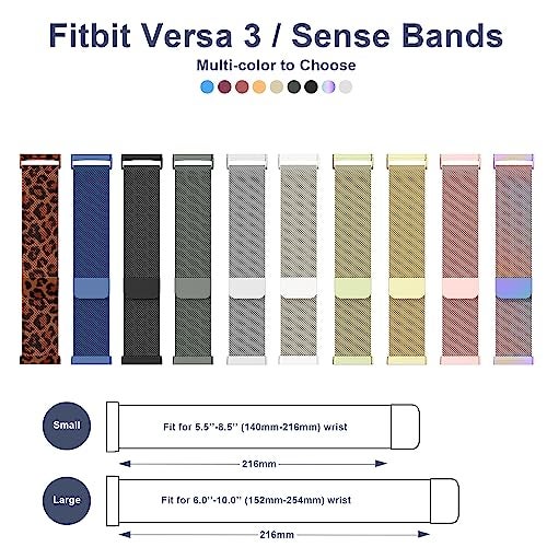 Tobfit Watch Strap Compatible with Fitbit Versa 3/4 / Sense/Sense 2(Watch Not Included), Stainless Steel Chain Strap with Magnetic Buckle Compatible for Men & Women (L, Black) - Image 3