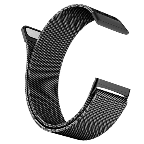 Tobfit Watch Strap Compatible with Fitbit Versa 3/4 / Sense/Sense 2(Watch Not Included), Stainless Steel Chain Strap with Magnetic Buckle Compatible for Men & Women (L, Black) - Image 1