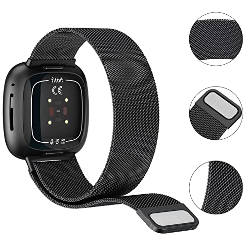 Tobfit Watch Strap Compatible with Fitbit Versa 3/4 / Sense/Sense 2(Watch Not Included), Stainless Steel Chain Strap with Magnetic Buckle Compatible for Men & Women (L, Black) - Image 5