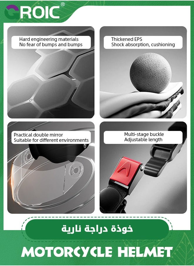 GROIC خوذة دراجة نارية رياضية، خوذة دراجة نارية كاملة الوجه، غلاف ABS خفيف الوزن، خوذات موتوكروس للدراجات للبالغين، خوذة دراجة نارية للشارع (ذهبي)  - Image 3
