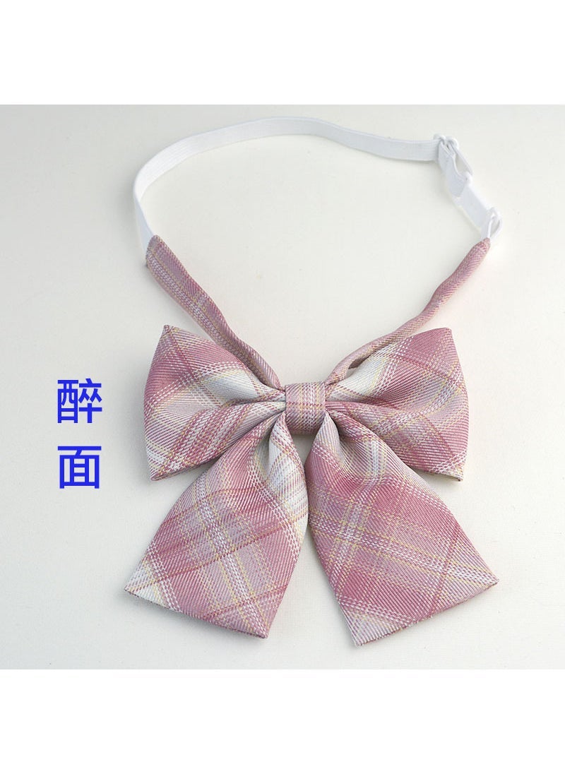 Preppy Style Cotton Black Bow Tie Checked Collar Accessory Lemon Sea Salt  - Image 5