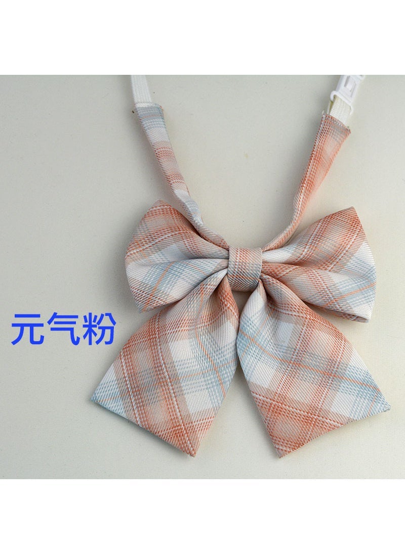 Preppy Style Cotton Black Bow Tie Checked Collar Accessory Lemon Sea Salt  - Image 4