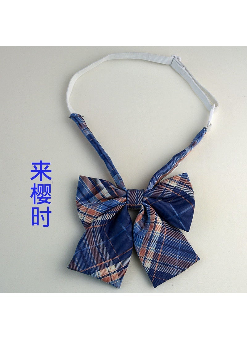 Preppy Style Cotton Black Bow Tie Checked Collar Accessory Lemon Sea Salt  - Image 3