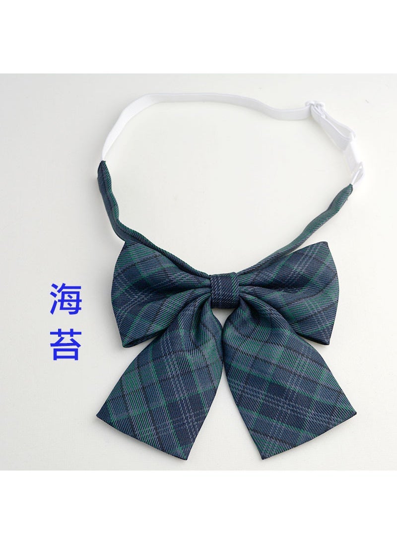Preppy Style Cotton Black Bow Tie Checked Collar Accessory Lemon Sea Salt  - Image 2