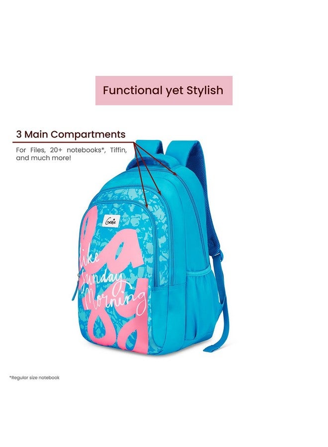 Genie Snoozy School Bag for Girls. Blue backpack for women. More Volume, 3 zips, Stylish & Trendy College Bags for Girls, Water Resistant, Lightweight Bags for Office, Travelling. 36 litres. 19" - Image 5