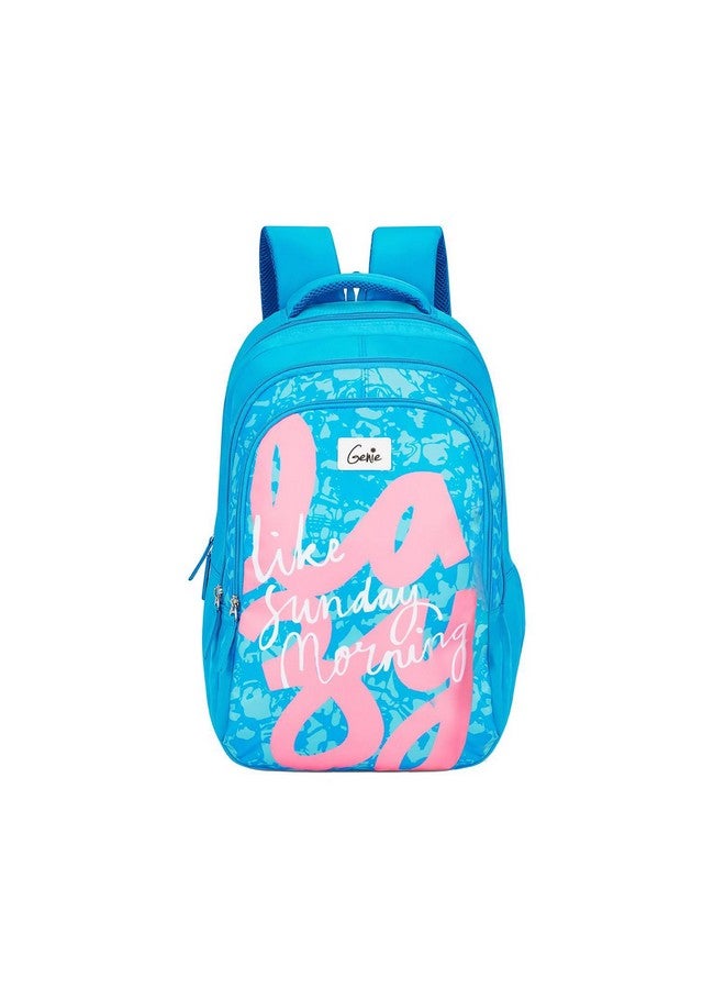 Genie Snoozy School Bag for Girls. Blue backpack for women. More Volume, 3 zips, Stylish & Trendy College Bags for Girls, Water Resistant, Lightweight Bags for Office, Travelling. 36 litres. 19" - Image 1