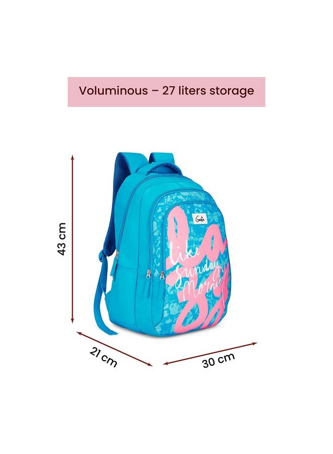 Genie Snoozy School Bag for Girls. Blue backpack for women. More Volume, 3 zips, Stylish & Trendy College Bags for Girls, Water Resistant, Lightweight Bags for Office, Travelling. 36 litres. 19" - Image 3