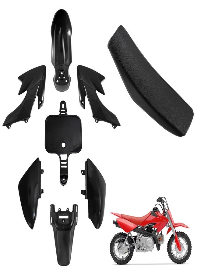 Fancemot ABS Plastics Kit with High Elasticity Black Tall Seat, Dirt Bike Plastics,Black Thicker Plastics Kit Compatible with CRF50F XR50R CRF XR 50 SSR 110cc 125cc Dirt Pit Bike - Image 1